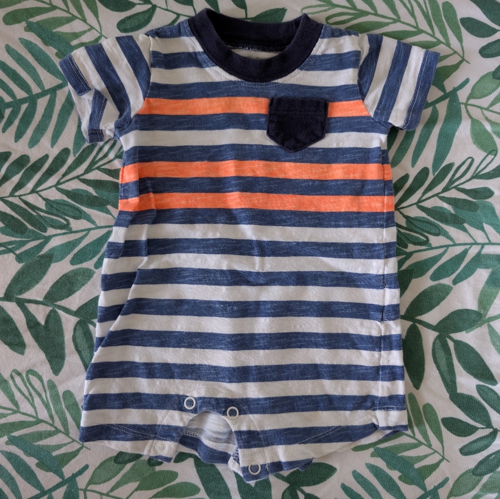 Striped Baby Romper with Pocket